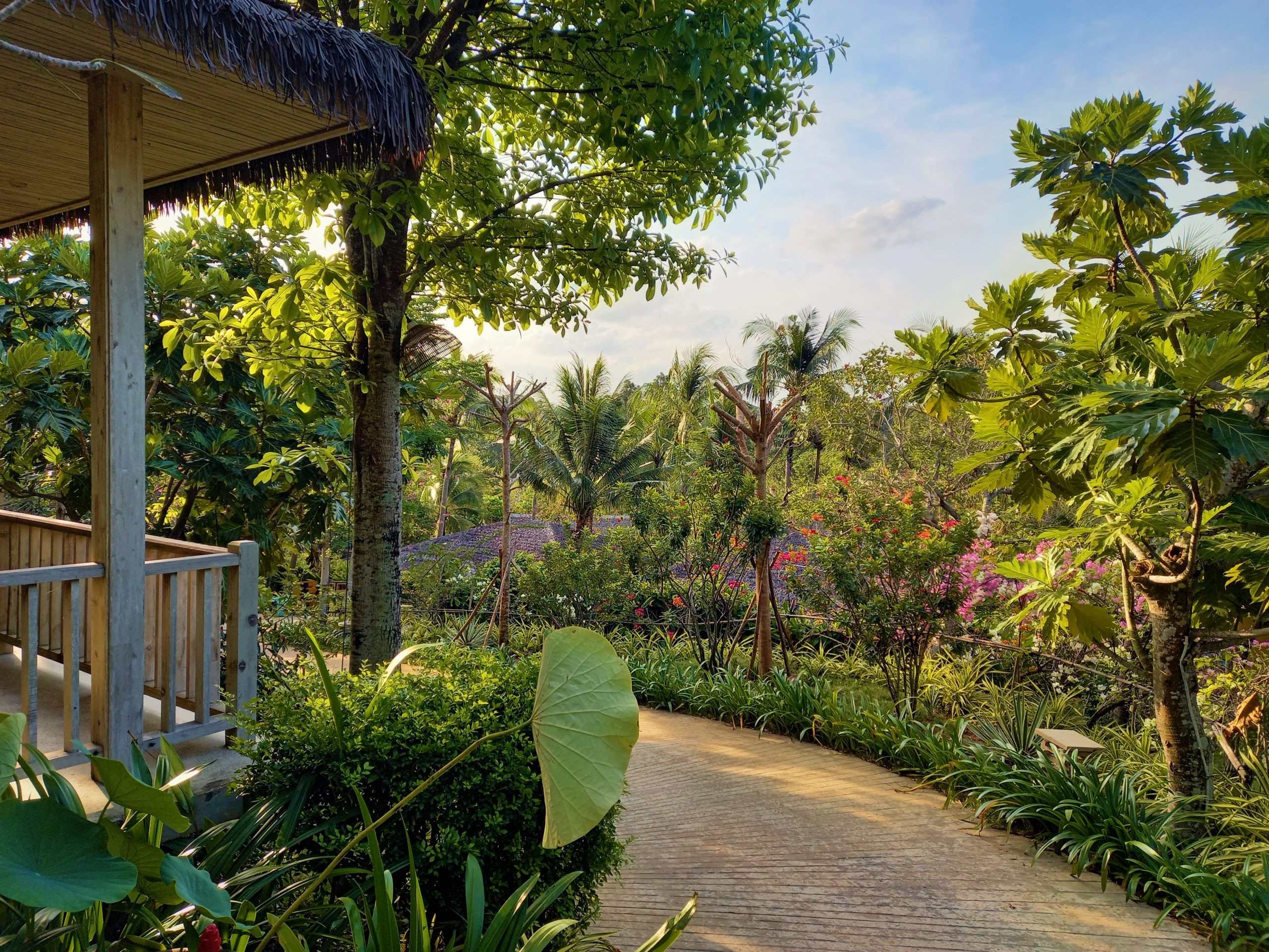 Lối đi bộ xanh mát trong khuôn viên Lahana Resort Phú Quốc
