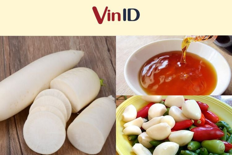Nguyên liệu để làm củ cải muối ngâm đường cho cả nhà