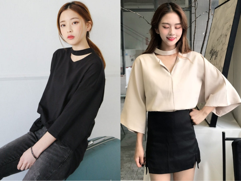Cổ áo choker ôm sát phù hợp với những chị em có cổ dài và thon