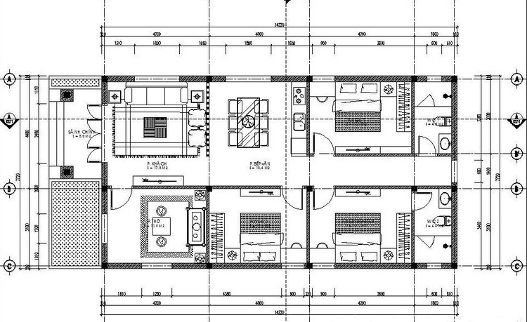 Bản vẽ nhà cấp 4 mái Nhật 3 phòng ngủ hợp phong thủy, mang lại may mắn