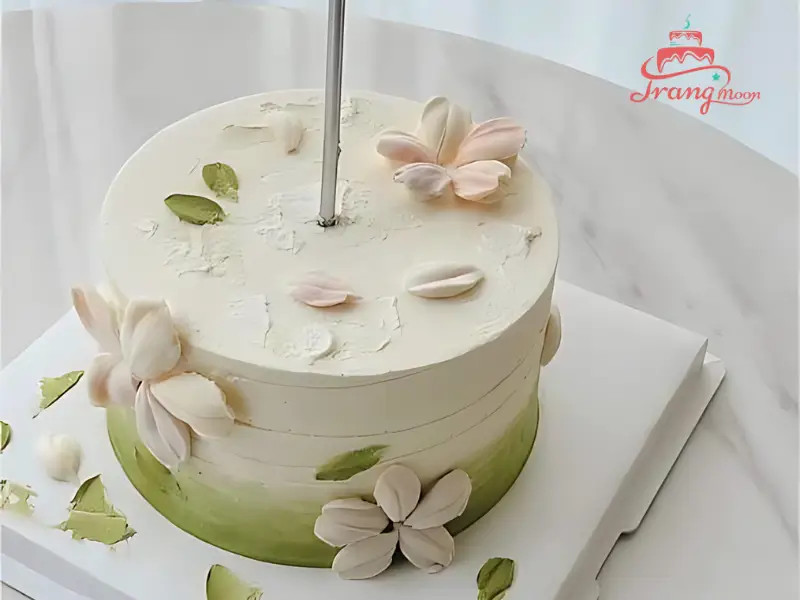 Mẫu bánh sinh nhật đẹp đơn giản Hàn Quốc hình hoa pastel