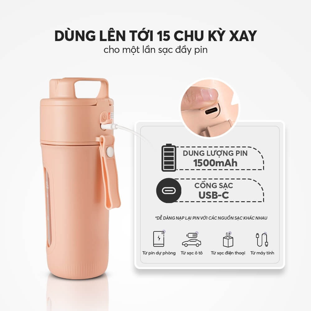 Cách sử dụng máy xay sinh tố cầm tay Elmich đơn giản, sạc pin nhanh
