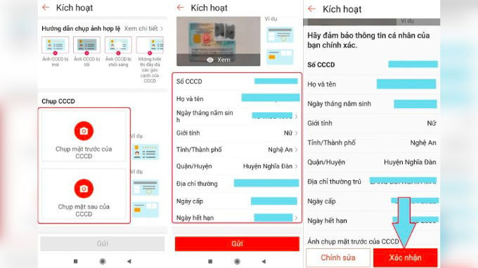 Màn hình xác nhận thông tin sau khi tải ảnh CMND/CCCD để kích hoạt SpayLater