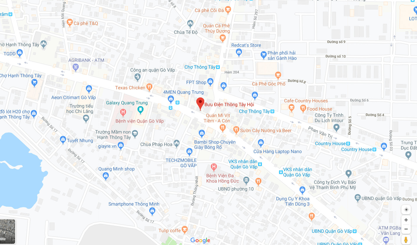 Bản đồ vị trí Bưu cục Thông Tây Hội Quận Gò Vấp