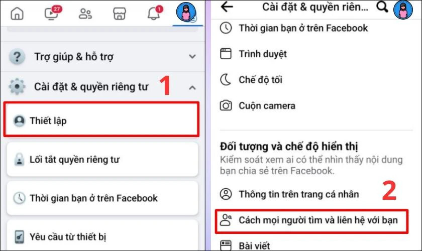 Chọn Cài đặt và Cách mọi người tìm và liên hệ với bạn trên Android