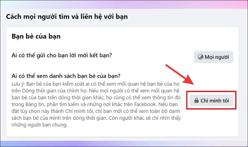 Thay đổi quyền riêng tư cho danh sách bạn bè trên máy tính