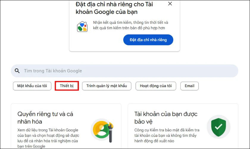 Chọn mục Thiết bị hoặc Bảo mật để xem danh sách các thiết bị đã đăng nhập