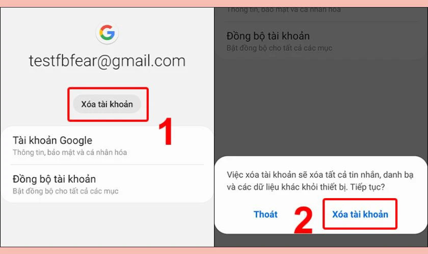 Nhấn chọn Xóa tài khoản để hoàn tất quá trình đăng xuất