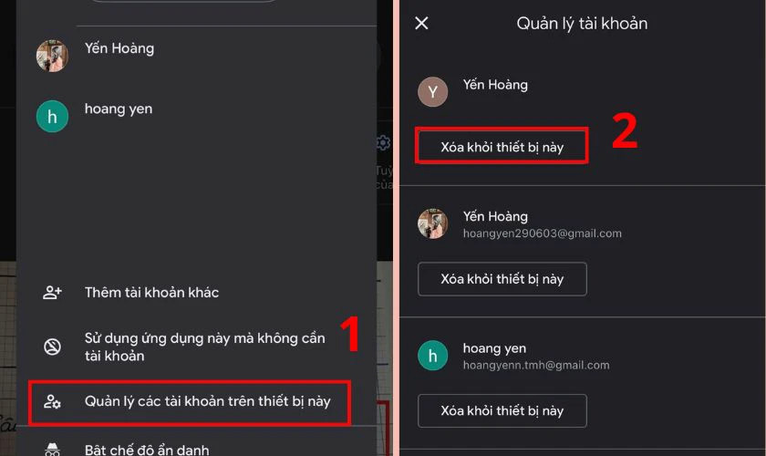 Chọn Quản lý các tài khoản trên thiết bị này để gỡ tài khoản Google khỏi iPhone