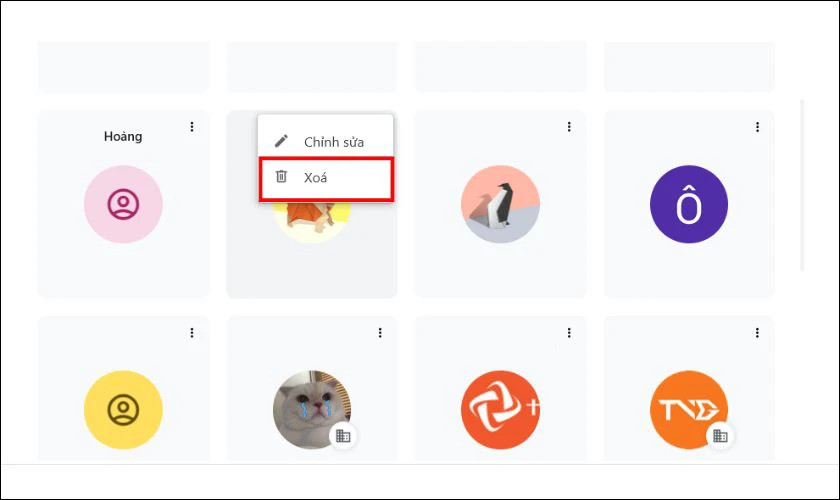 Nhấn vào dấu 3 chấm và chọn Xóa để đăng xuất tài khoản Google