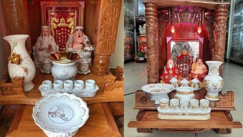 Sơ đồ bố trí các vật phẩm trên bàn thờ Thần Tài Ông Địa