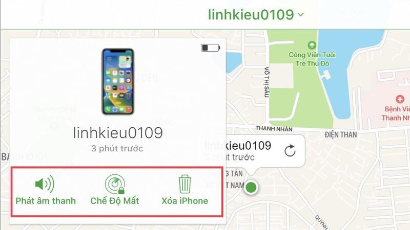 Các tùy chọn quản lý và bảo vệ iPhone từ xa trên iCloud.com