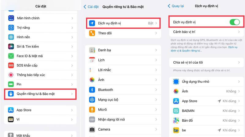 Kích hoạt Dịch vụ định vị trong phần Cài đặt của iPhone để sử dụng các tính năng liên quan đến vị trí