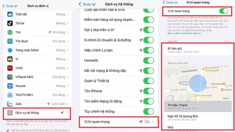 Bật &quot;Vị trí quan trọng&quot; để xem lịch sử các địa điểm đã ghé thăm trên iPhone