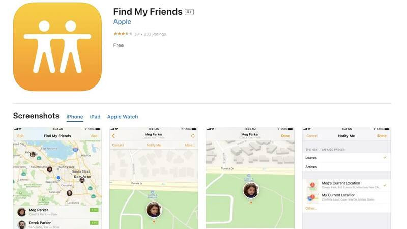 Ứng dụng Find My Friends giúp định vị vị trí của bạn bè hoặc người thân