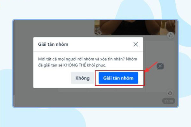 Hộp thoại xác nhận giải tán nhóm Zalo trên máy tính