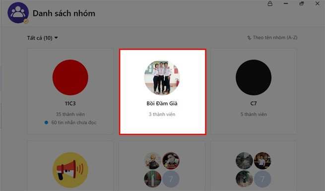 Chọn nhóm Zalo cần xóa thành viên trên máy tính