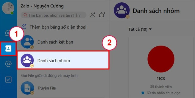 Mở danh sách nhóm Zalo trên máy tính để xóa thành viên