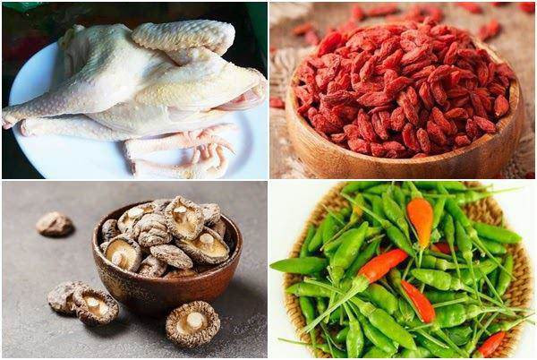 Các nguyên liệu chính làm món lẩu gà tiềm ớt hiểm
