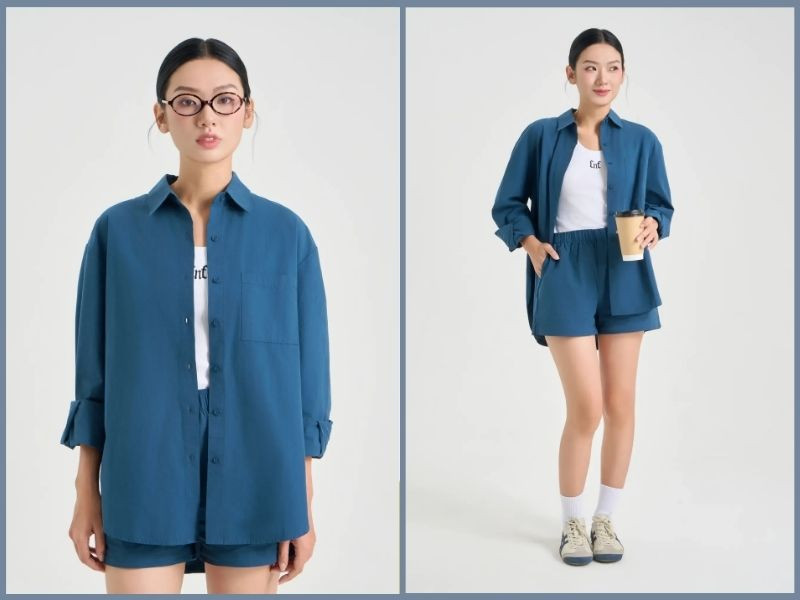 Cổ áo sơ mi cổ điển sang trọng, phù hợp nơi công sở