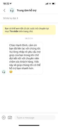 Chọn mục &quot;Trò chuyện với Grab&quot; để liên hệ đội ngũ chăm sóc khách hàng