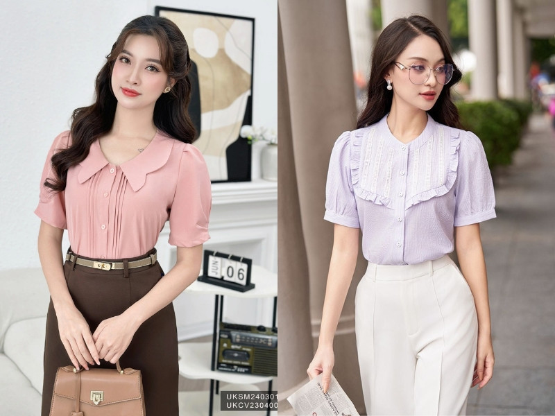 Cổ áo sơ mi bèo nhún thể hiện sự ngọt ngào