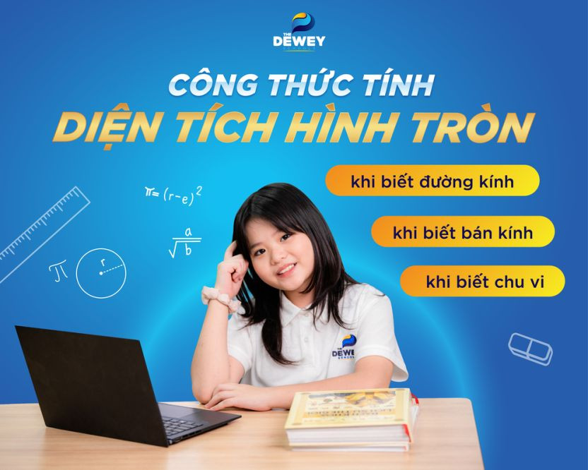 Minh họa các cách tính bán kính đường tròn và diện tích hình tròn