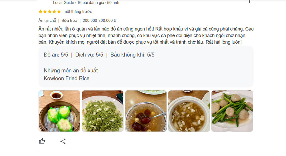 Trải nghiệm ẩm thực tuyệt vời được khách hàng chia sẻ về Cửu Long Quán Quận 5