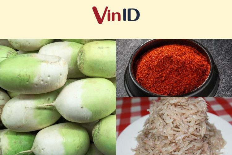 Tổng hợp nguyên liệu làm củ cải muối chua cay kiểu kim chi