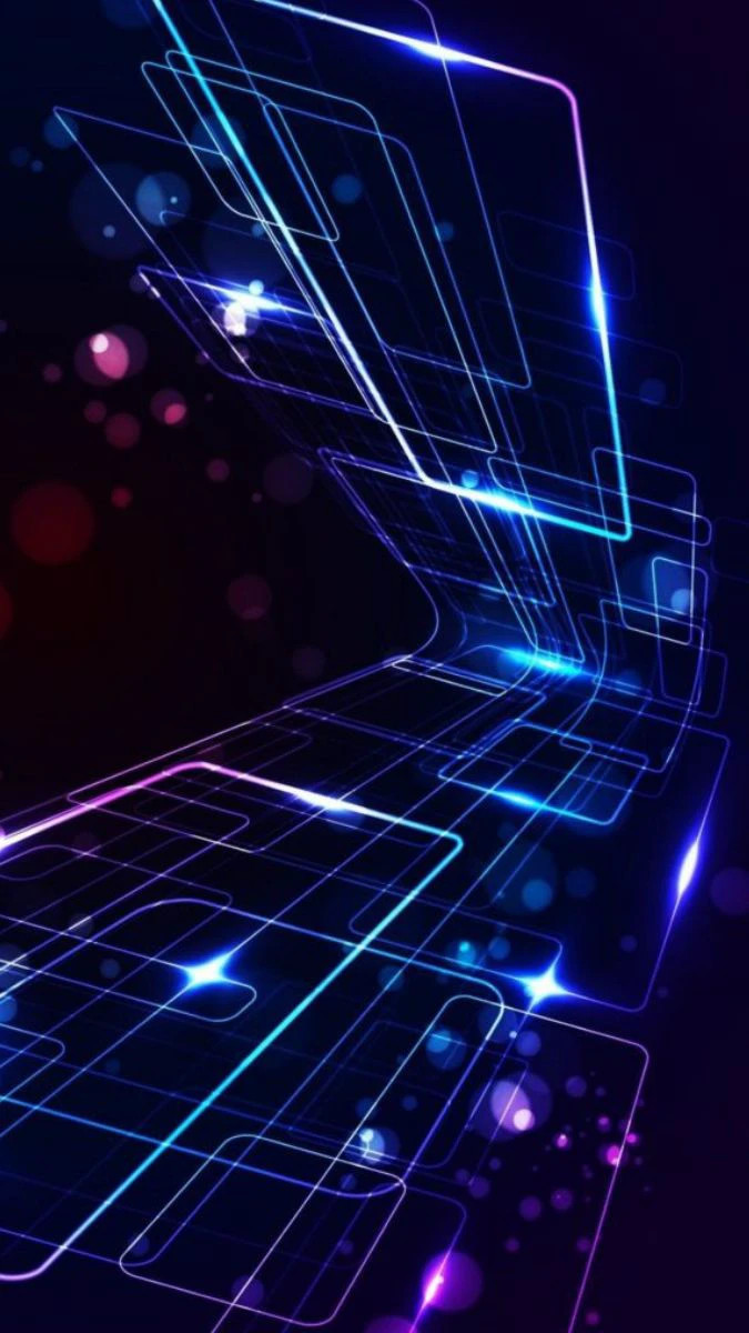 Wallpaper iPhone 15 Pro Max 4K công nghệ với các đường ánh sáng xanh