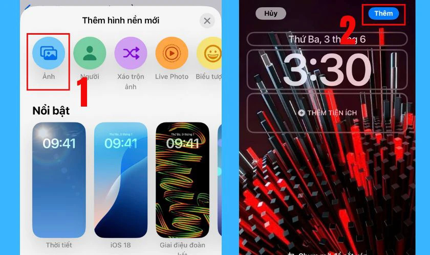 Giao diện chọn ảnh từ thư viện để cài đặt làm hình nền iPhone 15 Pro Max 4K