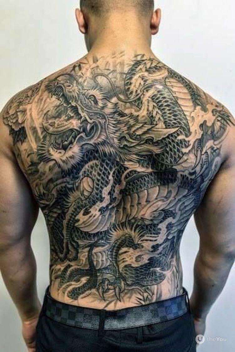 Hình xăm rồng full lưng cá tính mạnh mẽ