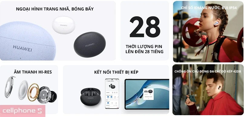 Tai nghe Huawei Freebuds 5i với tính năng chống ồn chủ động hiệu quả