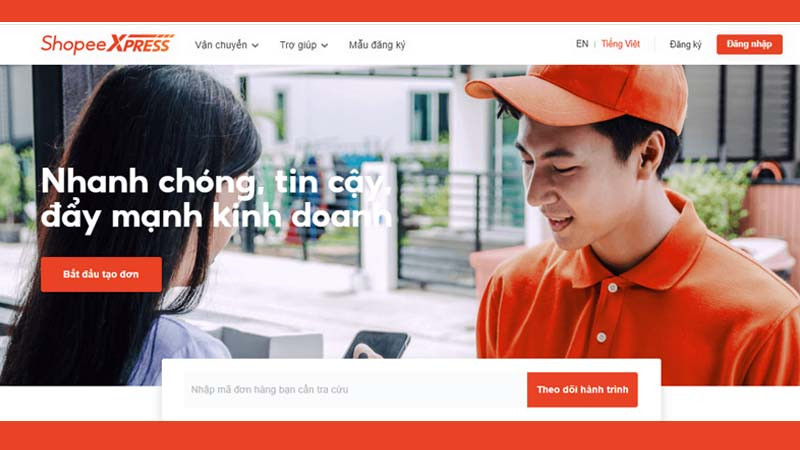 Giao diện website SPX.VN để tra cứu mã vận đơn và theo dõi hành trình đơn hàng