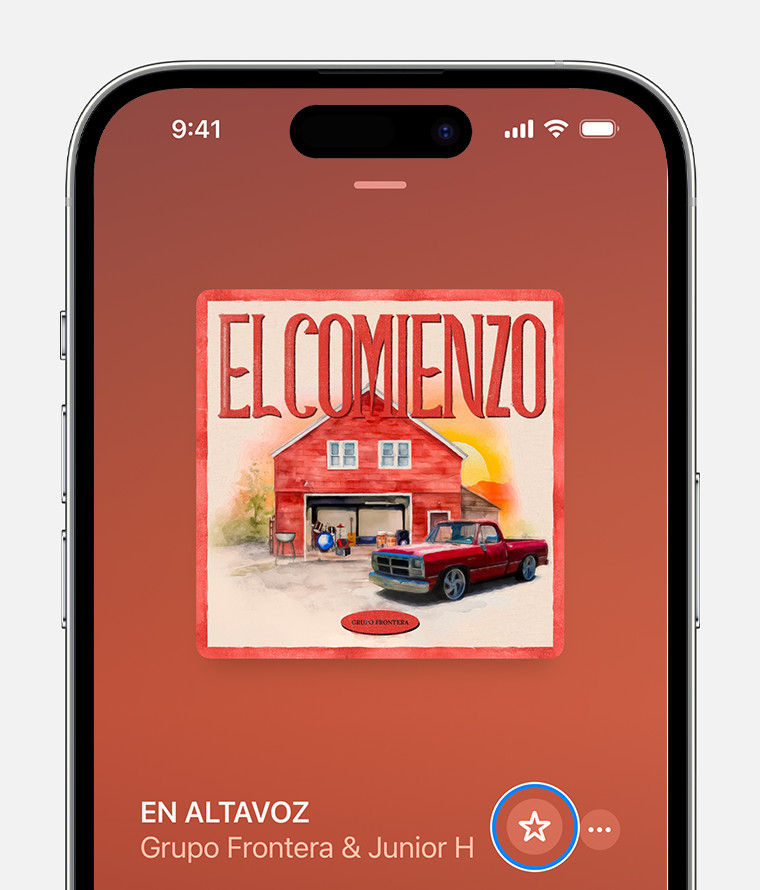 Người dùng nhấn biểu tượng trái tim để thêm bài hát vào mục yêu thích trên Apple Music trên iPhone