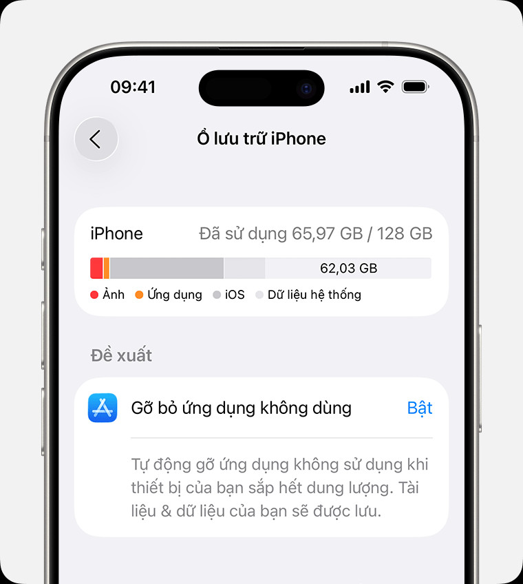 Đề xuất Gỡ bỏ ứng dụng không dùng trong cài đặt Dung lượng iPhone.
