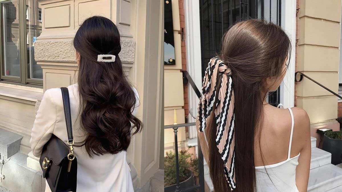Kiểu tóc đẹp cho nữ: Tóc dài buộc nửa đầu tinh tế và thanh lịch