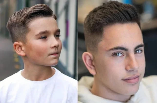 Bé trai tự tin với kiểu tóc Pompadour