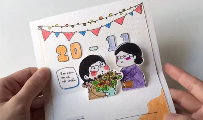 Mẫu thiệp 20 tháng 11 hình thầy trò