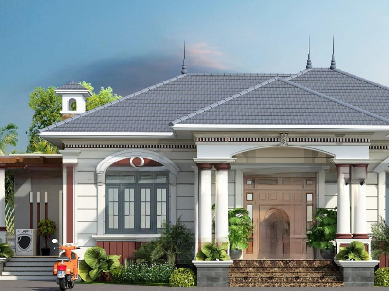 Thiết kế mặt tiền nhà 1 tầng hiện đại 5x15m thoáng mát, rộng rãi