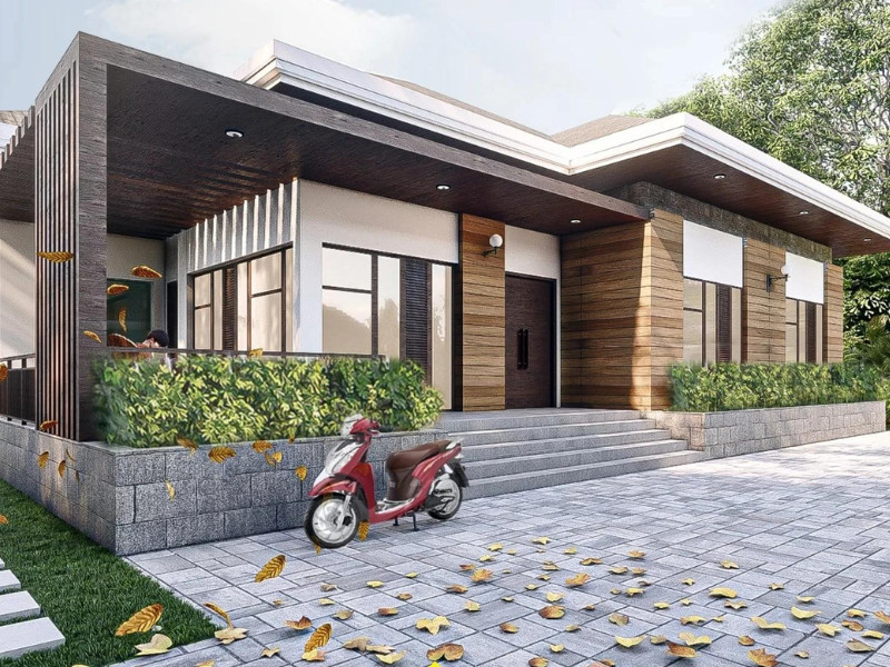Mẫu nhà 1 tầng 80m2 đẹp, phổ biến