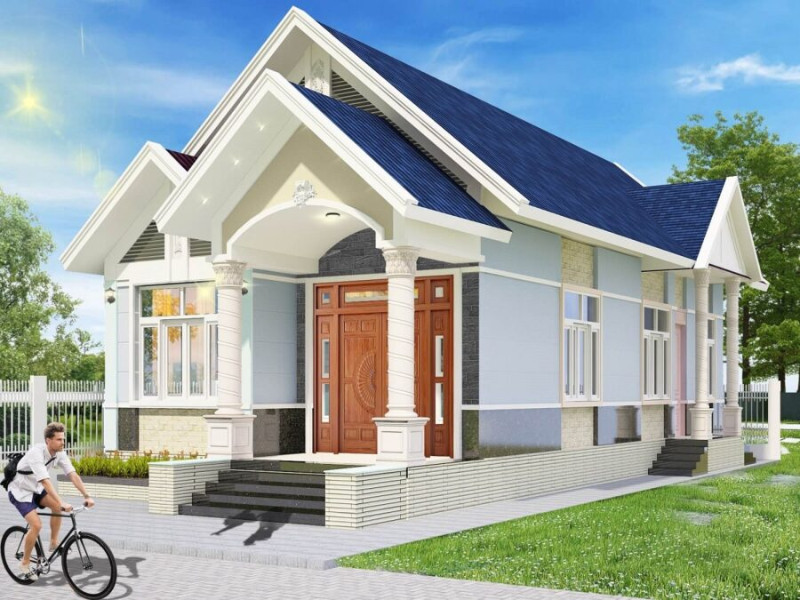 Mẫu nhà 1 tầng mái Thái mang đến vẻ đẹp hiện đại, sang trọng