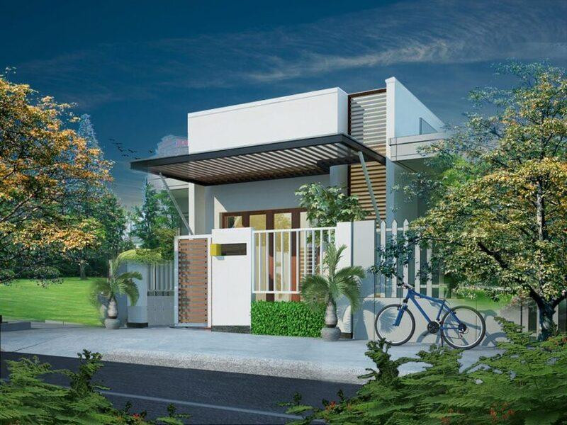 Mẫu nhà 1 tầng mái bằng với đường nét thiết kế đơn giản, hiện đại