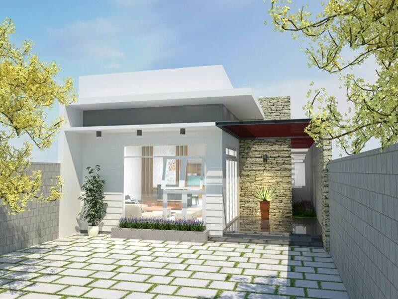 Mẫu nhà 1 tầng mái bằng đơn giản, tiết kiệm chi phí