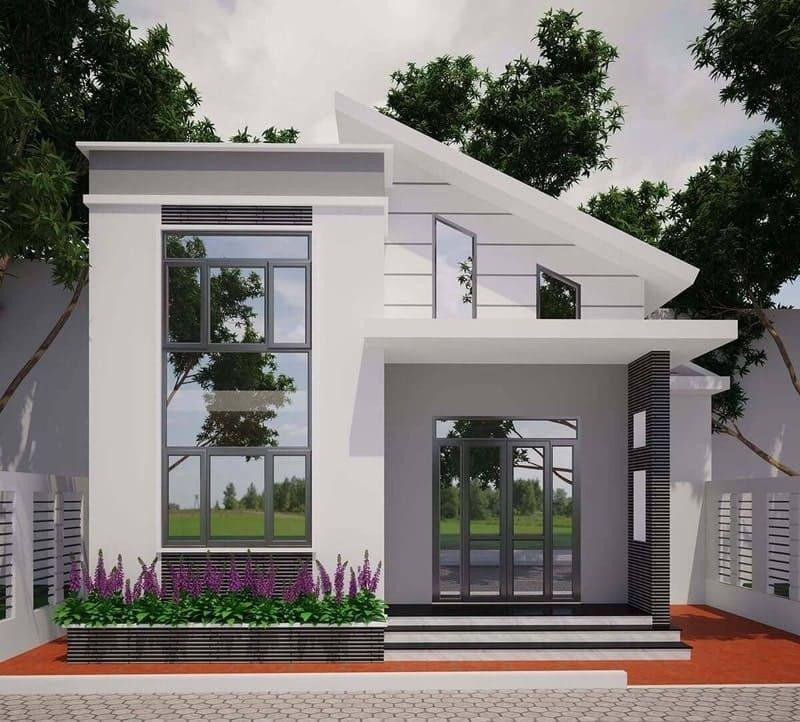 Mẫu nhà 1 tầng 60m2 đẹp, kết hợp không gian xanh và thiết kế mở