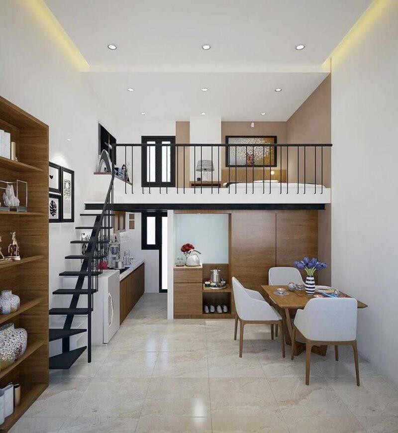 Mẫu nhà 1 tầng có gác lửng hiện đại đáp ứng nhu cầu sinh hoạt của các gia đình trẻ