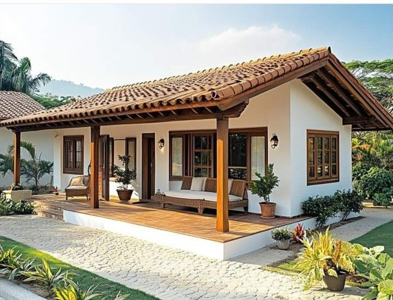 Mẫu nhà 1 tầng với mái ngói truyền thống