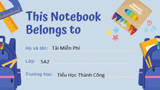 Mẫu nhãn vở mới nhất với thiết kế đơn giản, hiện đại và tươi sáng