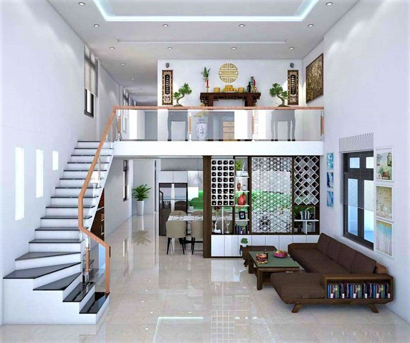 Nhà cấp 4 gác lửng 3 phòng ngủ với thiết kế hiện đại 90m2
