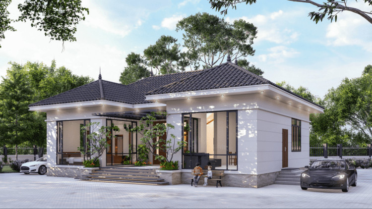 Mẫu nhà cấp 4 mái Nhật 3 phòng ngủ hiện đại với phong cách tối giản